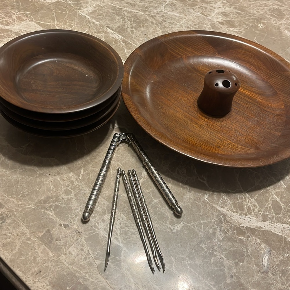 Solid Walnut bowls and nut cracker